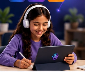 A child using the ClassHands learning platform