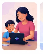 A parent supporting a child using ClassHands